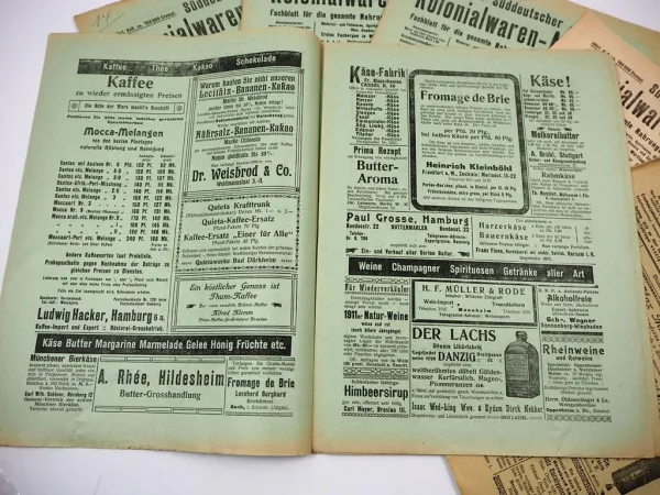 6x Original Süddeutscher Kolonialwaren Anzeiger von 1914 Fachzeitschrift