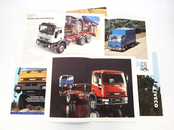 6x Prospekt Iveco Nutzfahrzeuge LKW Eurocargo Eurotrakker 1980/90er Jahre