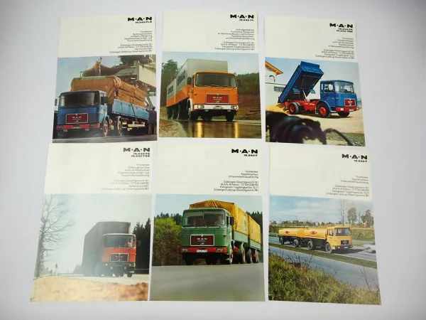 6x Prospekt MAN 19.240 F FK FAK FS FAS FL FLS Frontlenker LKW 1970er Jahre