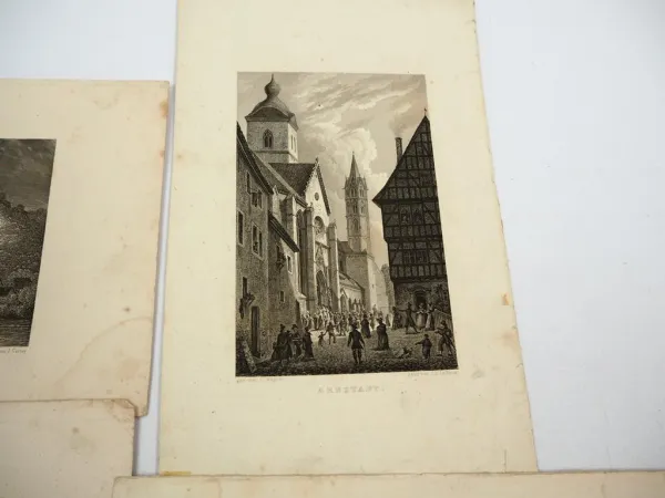 6x Stich o. Lithografie Thüringen Meiningen Schleusingen Arnstadt Wagner 1850