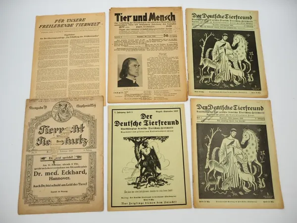 6x Zeitschrift Thema Tierschutz Tierfreund Tierwohl 1920er bis 1950er Jahre