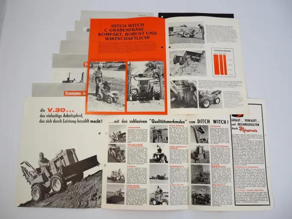 7 Prospekte Ditch Witch V30 R30 R60 C77 C99 1500 2200 Grabenfräsen +Datenblätter
