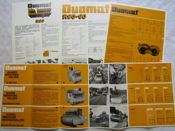 7 Prospekte Duomat Walzen R90 R127 R221 Produktprogramm 1969-75