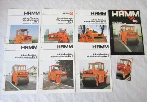 7 Prospekte Hamm HD85 DV 3 6 8 Vibrationswalzen + Foto aus den 80/90er Jahren