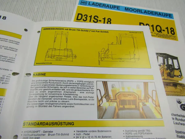 7 Prospekte Komatsu Planierraupe D21A-5 D21S-5 D31A-17 D31P D31E D31Q