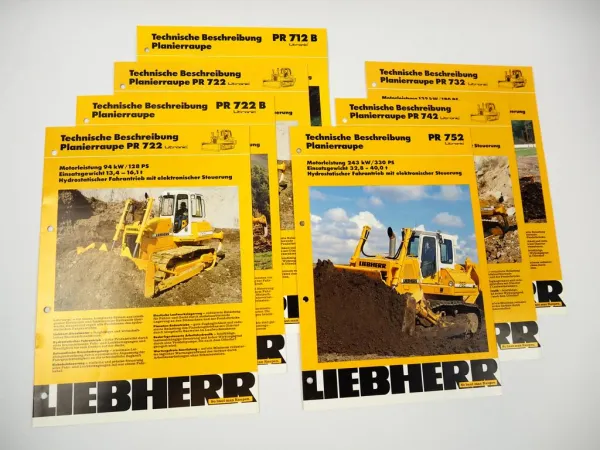 7 Prospekte Liebherr PR 712 - 752 Planierraupe Techn. Beschreibung 1990-1999