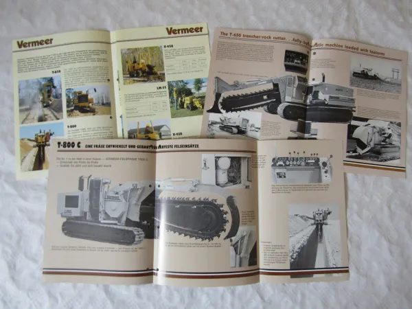 7 Prospekte Vermeer Fräsen T-1450 T-850 T-800C T-650 T-600 von 1984 bis 1987