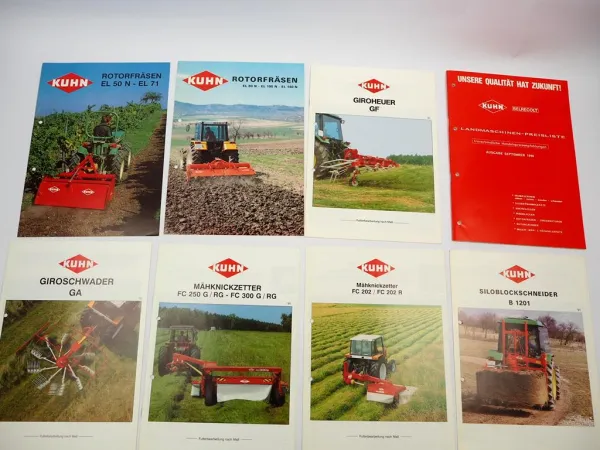 7x Orig. Prospekt Preisliste Kuhn Landtechnik Giroheuer Giroschwader 1980/90er