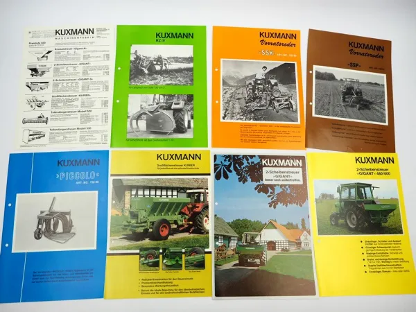 7x Orig. Prospekt Preisliste Kuxmann Landtechnik Düngerstreuer Roder 1970/80er