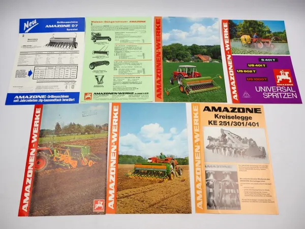 7x Original Prospekt Amazone Landtechnik 1970/80er Jahre Sämaschine Spritzen