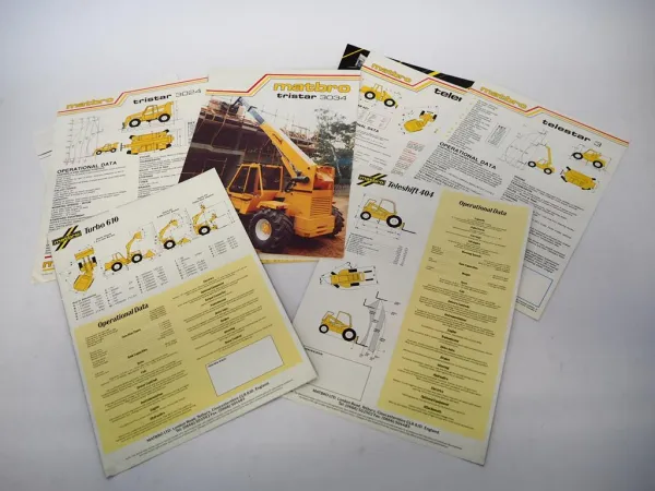 7x Original Prospekt Brochure Matbro Wheelloader Telescopicloader 1980/90er J.