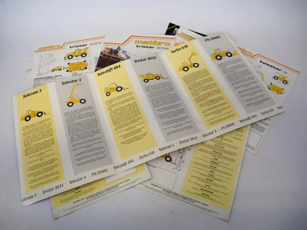 7x Original Prospekt Brochure Matbro Wheelloader Telescopicloader 1980/90er J.