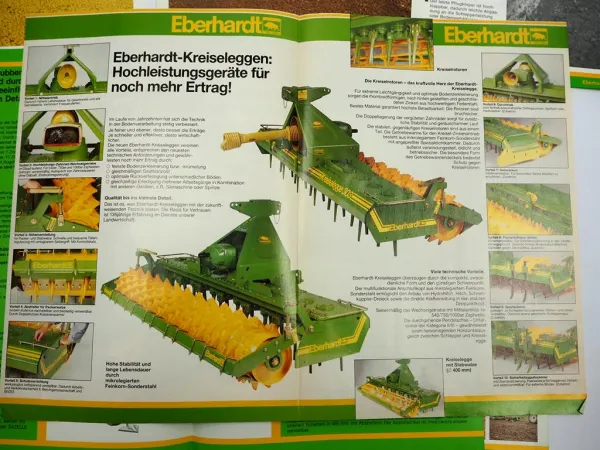 7x Original Prospekt Eberhardt Pflugfabrik Landtechnik Egge Pflug Grubber 1980er