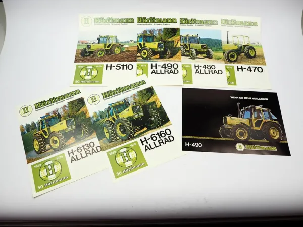 7x Original Prospekt Hürlimann H-470 480 490 4110 6130 6160 Traktor 1979/81
