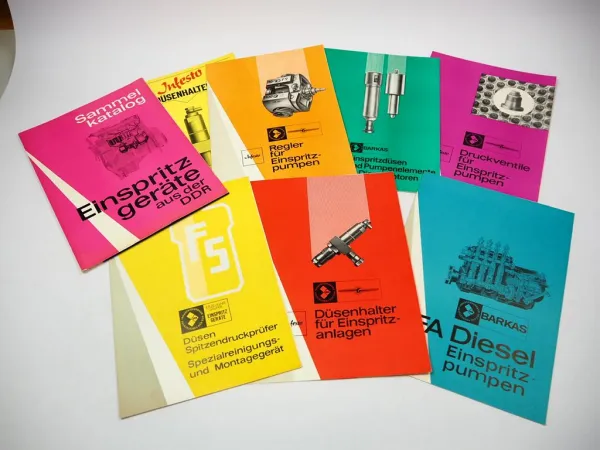 7x Original Prospekt IFA Barkas Infesto Renak Einspritzgeräte DDR ca. 1960er J.