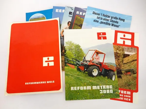 7x Original Prospekt Mappe Reform Metrac Mäher Semo Landtechnik 1980er Jahre
