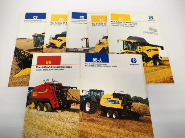 7x Original Prospekt New Holland CR CX CS TC Mähdrescher BB Presse 2000er Jahre