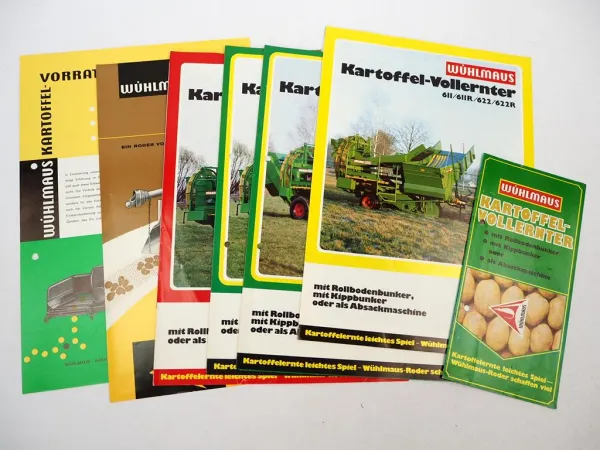 7x Original Prospekt Niewöhner Wühlmaus Kartoffelernter 1970/80er Jahre