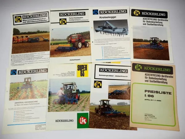 7x Original Prospekt Preisliste Köckerling Landtechnik Ackerfreund 1980er Jahre