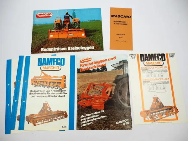 7x Original Prospekt Preisliste Maschio Dameco Bodenfräsen Kreiseleggen 1978