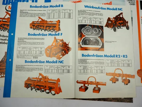 7x Original Prospekt Preisliste Maschio Dameco Bodenfräsen Kreiseleggen 1978
