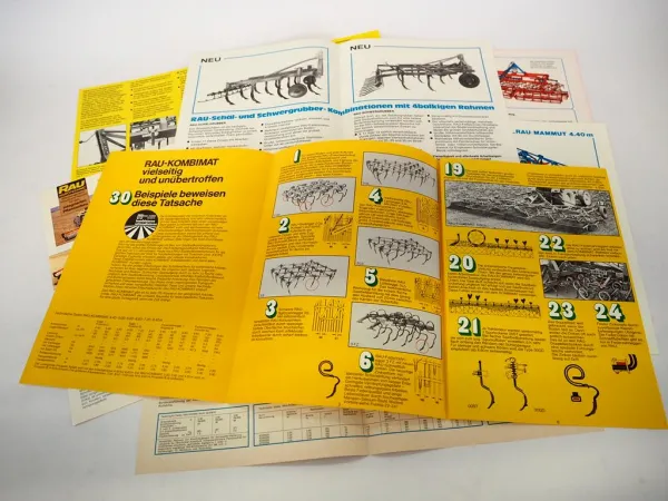 7x Original Prospekt Rau Anbaugeräte Traktoren Bodenbearbeitung Landtechnik 70er