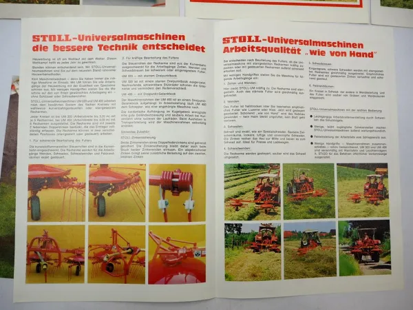 7x Original Prospekt Stoll Landtechnik 1970/80er Jahre Schwader Heumaschine
