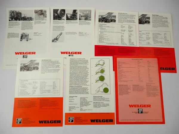 7x Original Prospekt Welger AP RP Pressen S P Ballenwerfer 1970/80er Jahre