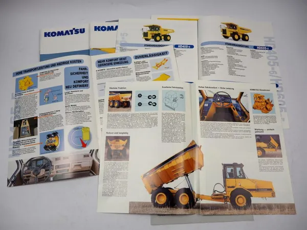 7x Prospekt Komatsu HD Mulderkipper mit technischen Daten 1990/2000er Jahre