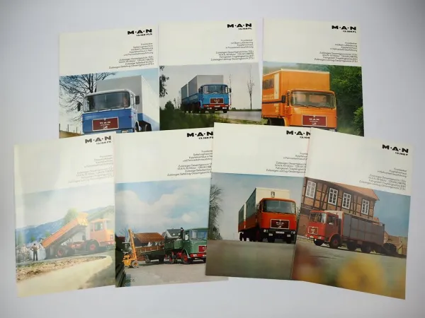 7x Prospekt MAN Nutzfahrzeuge 13.168 F FS FLS FK FL Frontlenker LKW 1970er Jahre