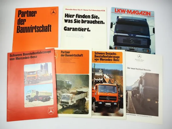7x Prospekt Mercedes Benz Nutzfahrzeuge LKW Baugewerbe Kipper 1970/80er Jahre