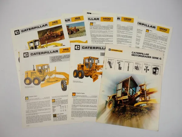 8 Prospekte Caterpillar Motorgrader Serie G 12G bis 140G