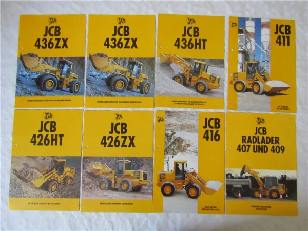 8 Prospekte JCB 407 409 411 416 426ZX 426HT 436ZX 436HT Radlader 1995/96