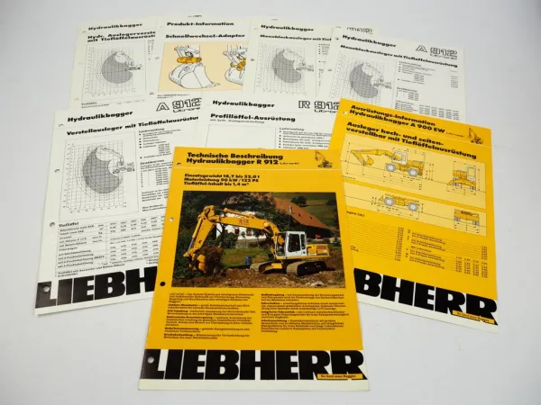 8 Prospekte Liebherr A R 912 A 900 EW Litronic Technische Info Ausrüstung