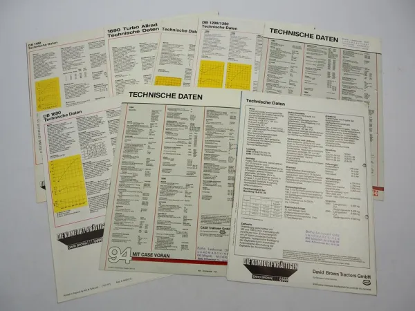 8x Original Prospekt Case David Brown 1394 - 1694 1190 - 2290 Schlepper 1980er