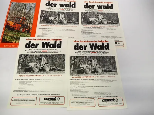 8x Original Prospekt Cemet Forstschlepper Skidder 1970/80er Jahre