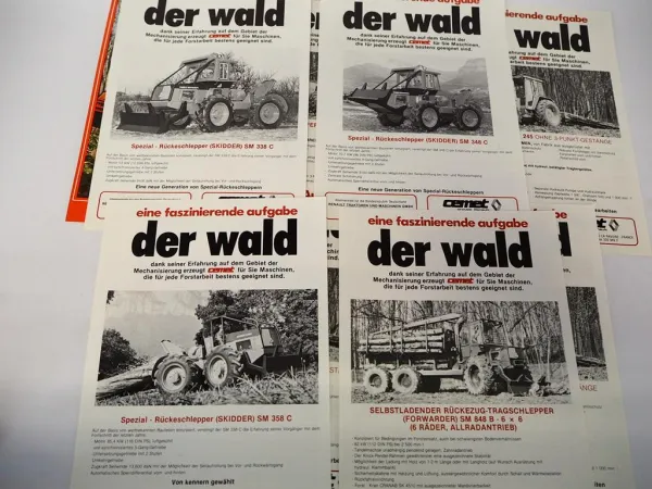8x Original Prospekt Cemet Forstschlepper Skidder 1970/80er Jahre