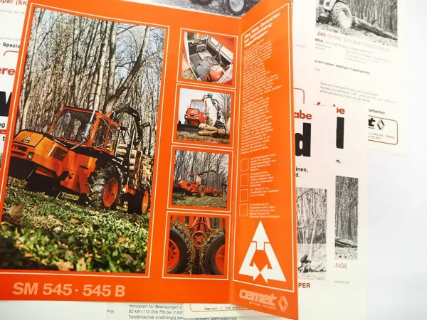 8x Original Prospekt Cemet Forstschlepper Skidder 1970/80er Jahre
