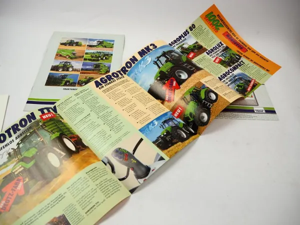 8x Original Prospekt Deutz Fahr Landmaschinen Mähdrescher Traktoren 1990er Jahre