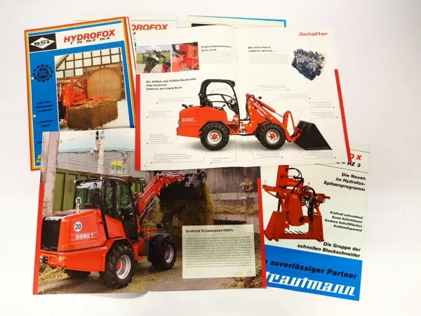 8x Original Prospekt Landtechnik 1980/2010er Jahre Schäffer BSL Strautmann Fella