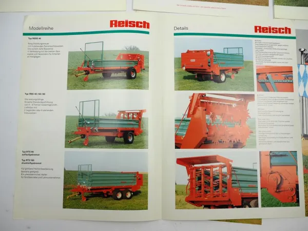 8x Original Prospekt Reisch Kippanhänger Dreiseitenkipper Stalldungstreuer 1993