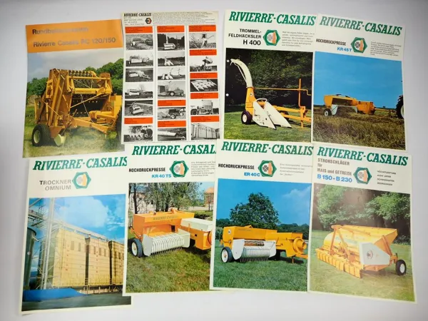 8x Original Prospekt Rivierre Casalis Landtechnik Presse Häcksler 1960/70er J.
