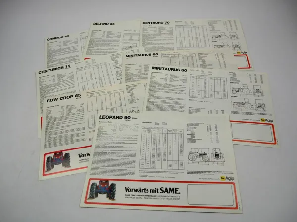 8x Original Prospekt Same Delfino Condor Minitaurus Centauro Centurion Traktor