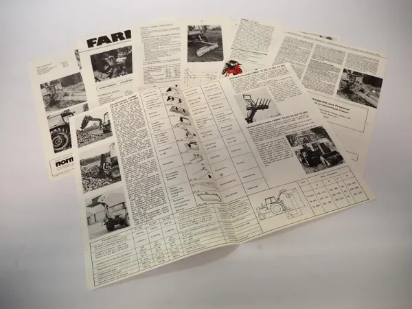 8x Original Prospekte Farmi Normet Anbaugeräte Unimog MB-trac Forst Bau Land