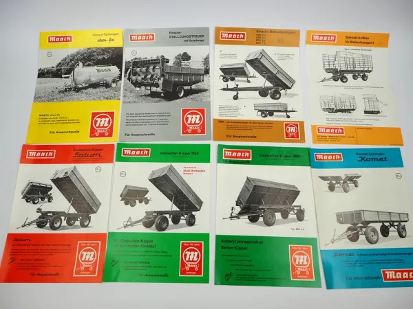 8x Prospekt Mappe Preisliste Maack Landtechnik Anhänger Kipper Tankwagen ca.1978