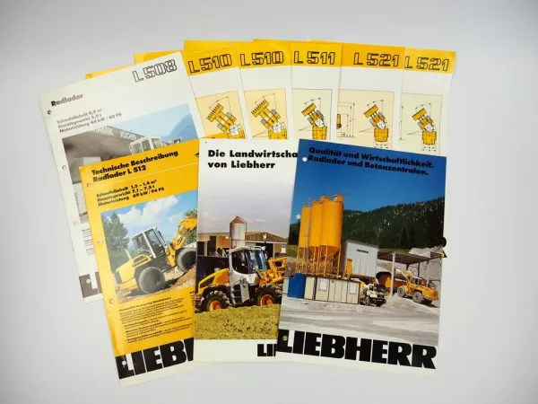 9 Prospekte Liebherr Radlader Technische Beschreibung + Daten 1987-92
