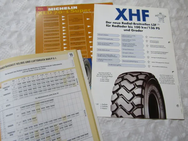 9 Prospekte Michelin Reifen für Baumaschinen