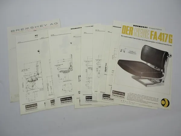 9x Orig. Prospekt Anschreiben Bremshey Fahrersitze 1960/70er Jahre