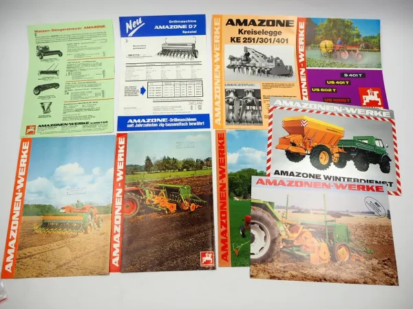 9x Original Prospekt Amazone Landtechnik 1970/80er J. Feldspritze Drillmaschine
