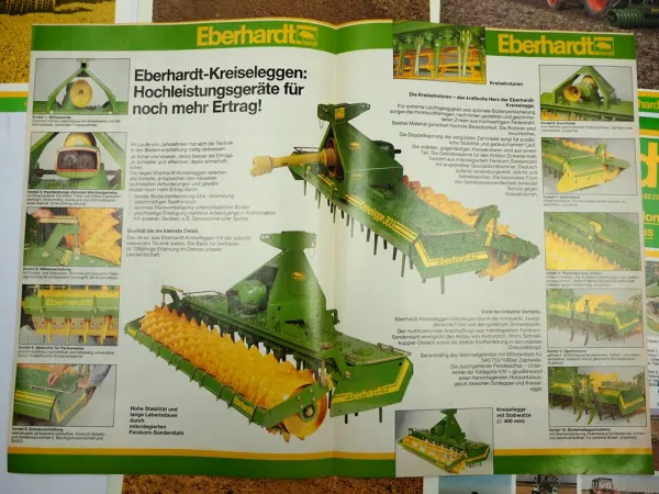 9x Original Prospekt Eberhardt Pflugfabrik Landtechnik Egge Pflug Walzen 1980er